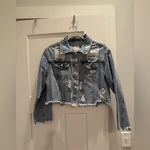 Distressed Crop Denim Jacket